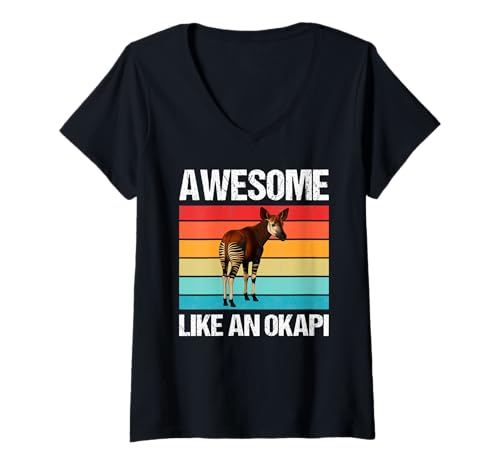 Damen Okapis Awesome Like an Okapi T-Shirt mit V-Ausschnitt Damen Okapis Awesome Like an Okapi T-Shirt mit V-Ausschnitt von Okapis Okapi Tier Shop