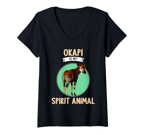 Damen Okapis Okapi T-Shirt mit V-Ausschnitt von Okapis Okapi Tier Shop