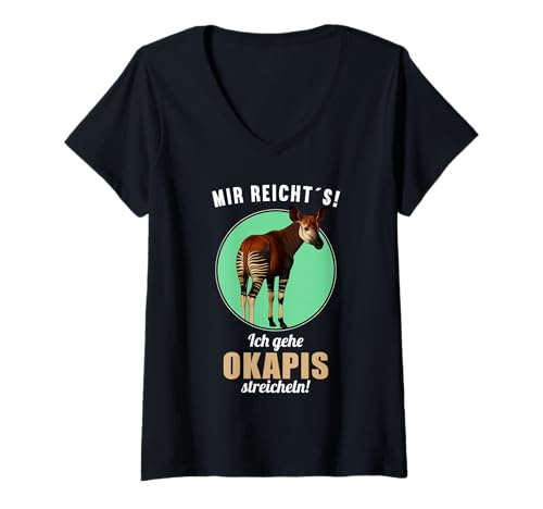 Damen Okapis Okapi T-Shirt mit V-Ausschnitt Damen Okapis Okapi T-Shirt mit V-Ausschnitt von Okapis Okapi Tier Shop