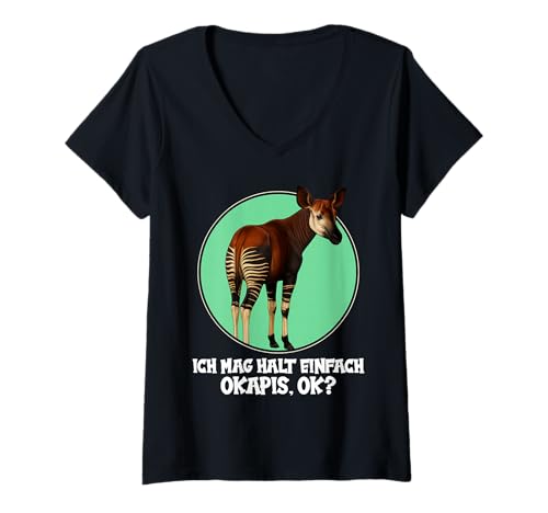 Damen Okapis Okapi T-Shirt mit V-Ausschnitt Damen Okapis Okapi T-Shirt mit V-Ausschnitt von Okapis Okapi Tier Shop
