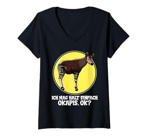 Damen Okapis Okapi T-Shirt mit V-Ausschnitt von Okapis Okapi Tier Shop