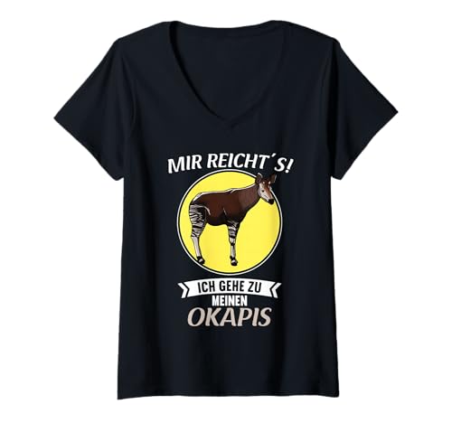 Damen Okapis Okapi T-Shirt mit V-Ausschnitt von Okapis Okapi Tier Shop