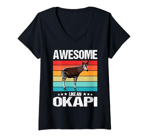 Damen Okapis Okapi T-Shirt mit V-Ausschnitt von Okapis Okapi Tier Shop