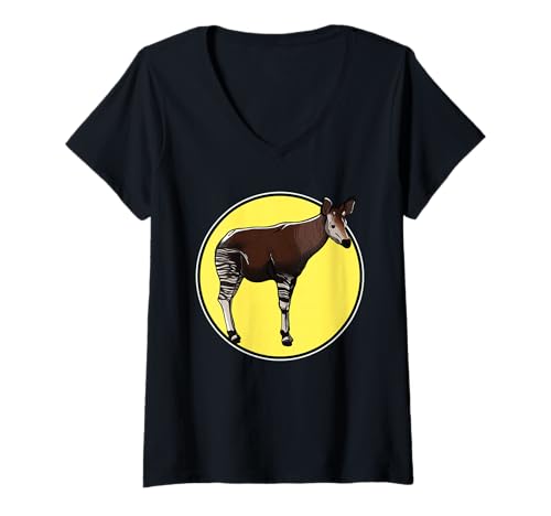 Damen Okapis Okapi T-Shirt mit V-Ausschnitt von Okapis Okapi Tier Shop
