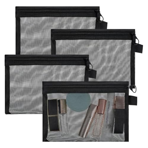 Okeeyseda 4 Stück Mini-Netz-Reißverschlusstaschen, Netz-Reißverschlusstasche, Kleine Reißverschlusstaschen, Nylon-Reißverschlusstasche, Netz-Make-Up-Tasche für das Home-Office von Okeeyseda