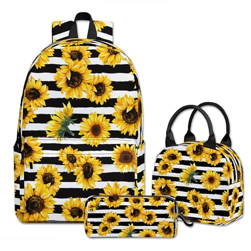 Okentiso Kinder-Rucksack-Set (gestreift und Sonnenblume) von Okentiso
