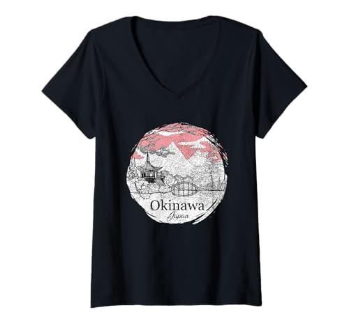 Damen Okinawa Japanisches Souvenir T-Shirt mit V-Ausschnitt Damen Okinawa Japanisches Souvenir T-Shirt mit V-Ausschnitt von Okinawa Japan - Souvenirs & Gifts