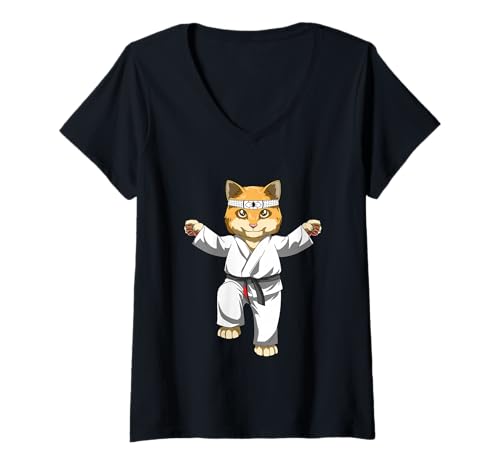 Damen Japanisches Karate und Karetka Cat T-Shirt mit V-Ausschnitt Damen Japanisches Karate und Karetka Cat T-Shirt mit V-Ausschnitt von Okinawa Karate T-Shirts & Geschenke