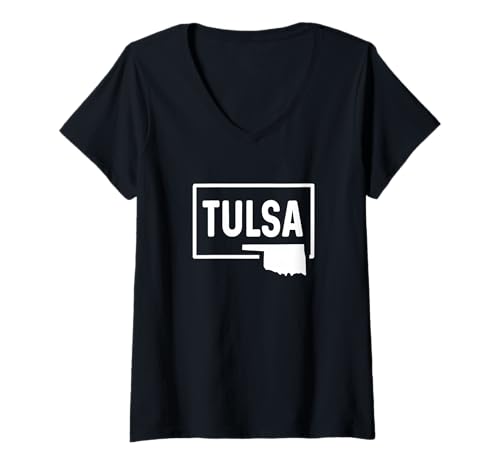 Damen Tulsa Oklahoma OK - Heimatstadt Urlaub Reise T-Shirt mit V-Ausschnitt von Oklahoma Apparel For Men Women Kids by TJ