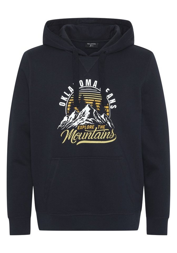 Oklahoma Jeans Kapuzensweatshirt mit Label- und Mountain-Print von Oklahoma Jeans