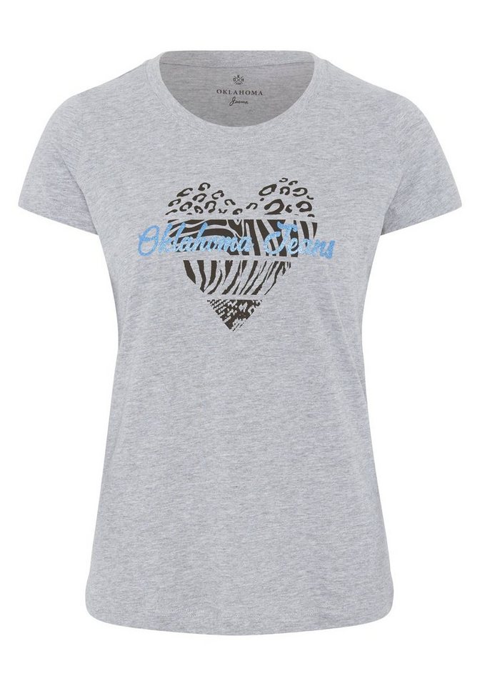 Oklahoma Jeans Print-Shirt mit Herz-Motiv und Logo-Schriftzug von Oklahoma Jeans