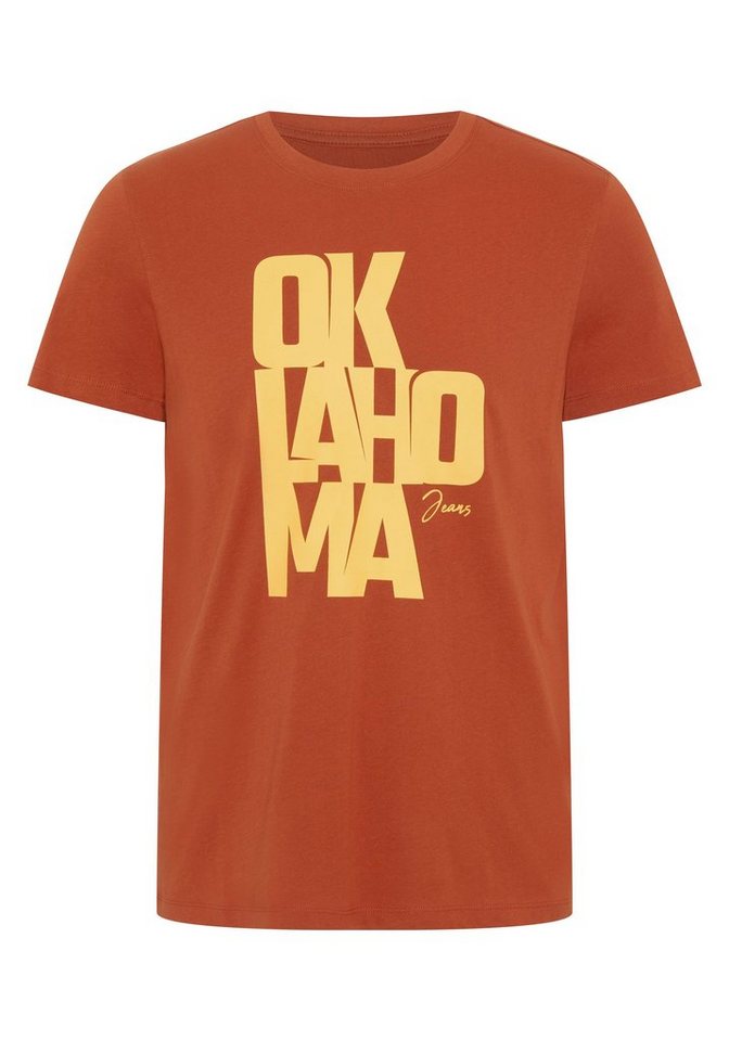 Oklahoma Jeans Print-Shirt mit Label-Schriftzug aus Jersey von Oklahoma Jeans