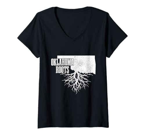 Damen Oklahoma Roots Landkarte USA, patriotischer Stolz T-Shirt mit V-Ausschnitt Damen Oklahoma Roots Landkarte USA, patriotischer Stolz T-Shirt mit V-Ausschnitt von Oklahoma Roots - Oklahoma Pride Co.