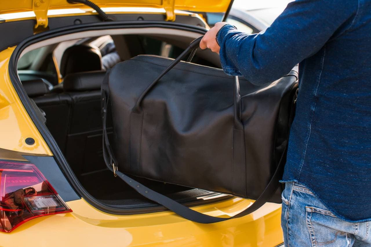 Leder Wochenendtasche - Handgefertigter Schwarzer Leder-Reisetasche von OkraShop