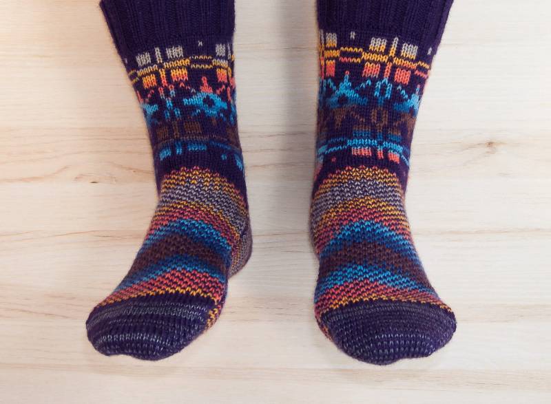 Frauen Gestrickte Winter Wolle Multicolor Bunte Socken Warme Merinowolle Handgemachte Stricksocken Für Stiefel von OksankaKo