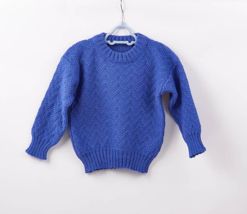 Lila Blau Wolle Kid's Hand Gestrickt Junge Mädchen Pullover 3 Jahre Handgemachte Kleidung von OksankaKo