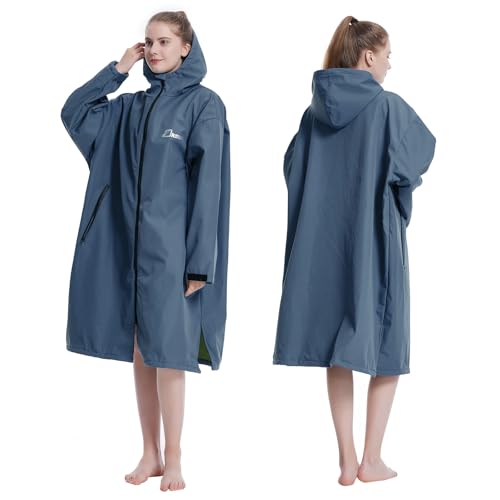 Oksun Wasserdichter Wickelmantel für Erwachsene, winddicht, übergroßer Poncho, Surf, Strand, Bademantel mit Kapuze, Langarm, Marineblau, L-XL von Oksun