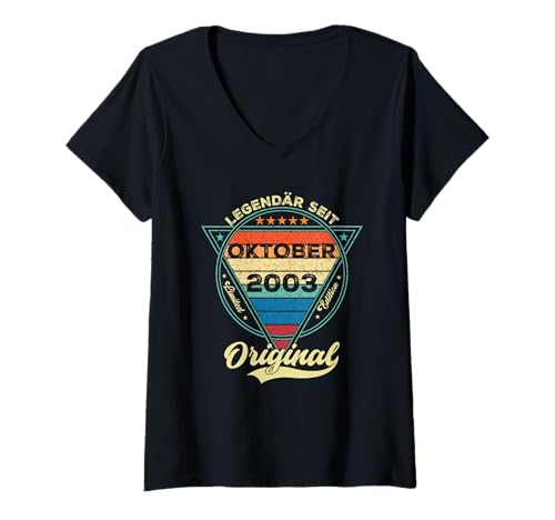 Damen Damen Legendär seit Oktober 2003 22.Geburtstag Junge 22 Jahr T-Shirt mit V-Ausschnitt Damen Damen Legendär seit Oktober 2003 22.Geburtstag Junge 22 Jahr T-Shirt mit V-Ausschnitt von Oktober Jahrgang 2003 Geburtstag