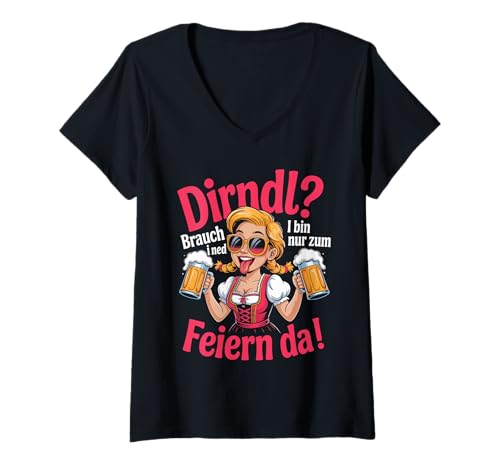 Damen Volksfest Oktober Outfit Tracht Ersatz Dirndl Trachtenshirt T-Shirt mit V-Ausschnitt Damen Volksfest Oktober Outfit Tracht Ersatz Dirndl Trachtenshirt T-Shirt mit V-Ausschnitt von Oktober Outfit Ohne Dirndl Trachtenshirts Frauen