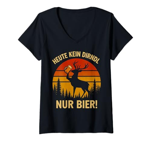Damen Oktoberfest Retro Shirt Heute kein Dirndl Vintage Hirsch T-Shirt mit V-Ausschnitt Damen Oktoberfest Retro Shirt Heute kein Dirndl Vintage Hirsch T-Shirt mit V-Ausschnitt von Oktoberfest 2025 costume