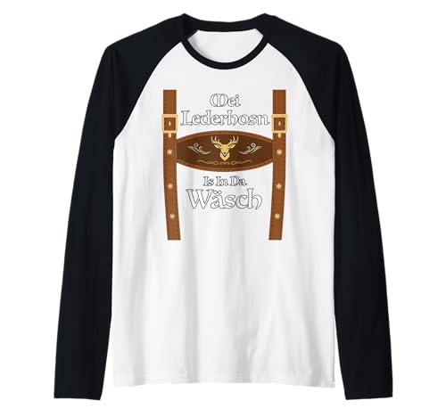 Herren MEI Lederhosn is in da Wäsch Oktoberfest Trachten Raglan Herren MEI Lederhosn is in da Wäsch Oktoberfest Trachten Raglan von Oktoberfest Bavarian Costume Co