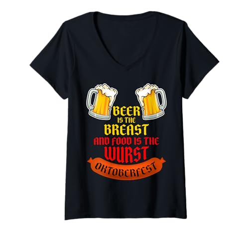 Damen Beer is The Breast Food is The Wurst. Oktoberfest Bier Lustig T-Shirt mit V-Ausschnitt Damen Beer is The Breast Food is The Wurst. Oktoberfest Bier Lustig T-Shirt mit V-Ausschnitt von Oktoberfest Beer Mug Funny Oktoberfest T Costume
