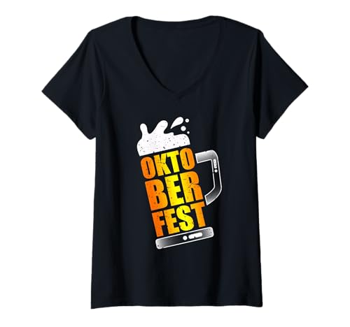 Damen Oktoberfest Bierkrug Lustiges Oktoberfest Kostüm T-Shirt mit V-Ausschnitt Damen Oktoberfest Bierkrug Lustiges Oktoberfest Kostüm T-Shirt mit V-Ausschnitt von Oktoberfest Beer Mug Funny Oktoberfest T Costume