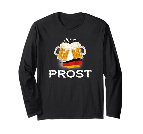 Oktoberfest Prost Deutschland Flagge Vintage Bier Cheers Damen Herren Langarmshirt von Oktoberfest Beer Party Cheers German Prost Apparel