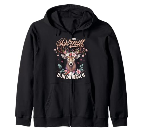 Oktoberfest Damen Spruch Lustiger MEI Dirndl is in da Wäsch Kapuzenjacke von Oktoberfest Damen Outfit Ersatz Damen