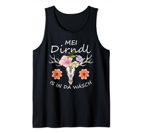 Mei Dirndl is in da Wäsch Hirschgeweih lustiges Oktoberfest Tank Top von Oktoberfest Dirndl Damen Tracht Wiesn Volksfest