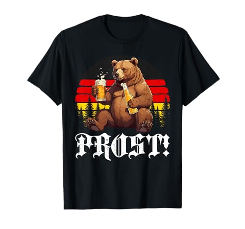 Retro Prost Oktoberfest Bär Trinkbier Deutschland Flagge Herren T-Shirt von Oktoberfest Germany Beer Festival Drinker Bear Tee