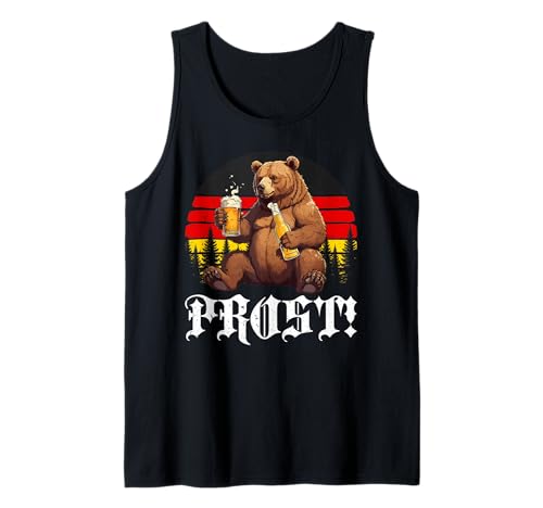 Retro Prost Oktoberfest Bär Trinkbier Deutschland Flagge Herren Tank Top von Oktoberfest Germany Beer Festival Drinker Bear Tee