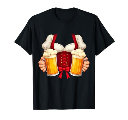 Dirndl Kostüm & Biergläser Oktoberfest Damen Mädchen T-Shirt von Oktoberfest Germany Beer Festival Women Costume