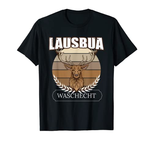 Herren Lausbua Oktoberfest Hirsch Lederhosen T-Shirt von Oktoberfest Lausbua Lederhosen Mode