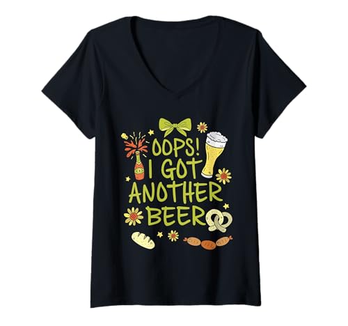 Damen Oops I Got Another Beer Lustige Kokette Schleife Oktoberfest T-Shirt mit V-Ausschnitt Damen Oops I Got Another Beer Lustige Kokette Schleife Oktoberfest T-Shirt mit V-Ausschnitt von Oktoberfest Oops I Got Another Beer