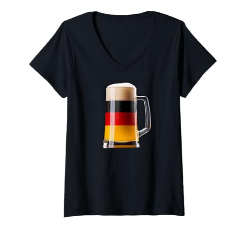 Damen Oktoberfest Bierkrug Lustiges Oktoberfest Kostüm T-Shirt mit V-Ausschnitt Damen Oktoberfest Bierkrug Lustiges Oktoberfest Kostüm T-Shirt mit V-Ausschnitt von Oktoberfest Pubbing & Clubbing German Colours
