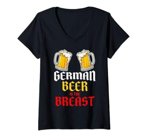 Damen Deutsches Bier ist die Brust Bierkrug Lustiges Oktoberfest Kostüm T-Shirt mit V-Ausschnitt Damen Deutsches Bier ist die Brust Bierkrug Lustiges Oktoberfest Kostüm T-Shirt mit V-Ausschnitt von Oktoberfest Pubbing & Clubbing