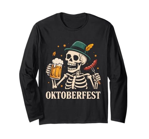 Oktoberfest Lustiges Skelett Herren Damen Langarmshirt Oktoberfest Lustiges Skelett Herren Damen Langarmshirt von Oktoberfest Shirts Oktoberfest Costumes Women Men