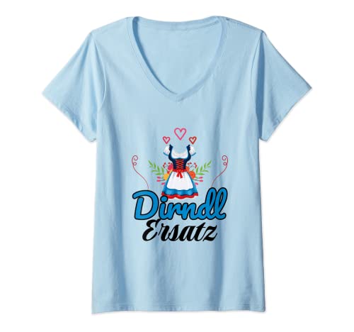 Damen Oktoberfest Dirndl Ersatz T-Shirt mit V-Ausschnitt von Oktoberfest Trachten Ersatz Dirndl