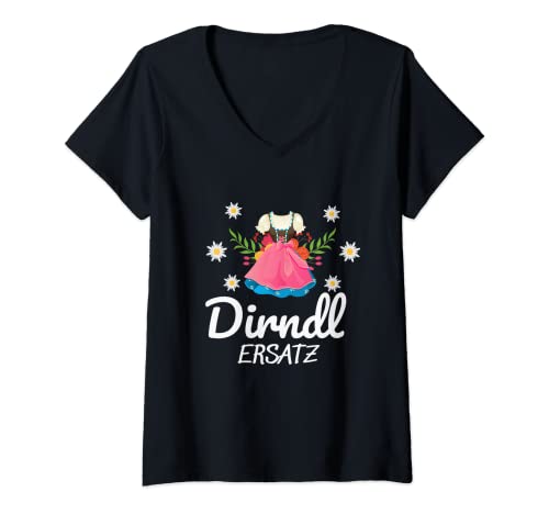 Damen Oktoberfest Dirndl Ersatz T-Shirt mit V-Ausschnitt von Oktoberfest Trachten Ersatz Dirndl