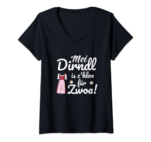 Damen Oktoberfest | Dirndl | mei dirndl is z kloa für zwoa T-Shirt mit V-Ausschnitt Damen Oktoberfest | Dirndl | mei dirndl is z kloa für zwoa T-Shirt mit V-Ausschnitt von Oktoberfest Trachten & Dirndl Mode