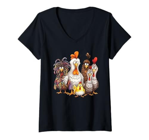 Damen Lustige Hühner – Bayern Oktoberfest Outfit für Familie T-Shirt mit V-Ausschnitt von Oktoberfest lustige Hühnerkunst für Kinder