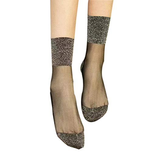 Okwin 10 Paar Söckchen Damen Ultradünne Transparente Kristall Socken Elastische Kurze Socken Baumwollsohle Socken Schwarz von Okwin