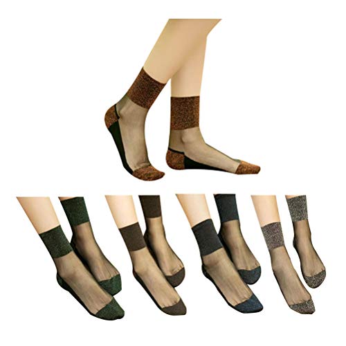 Okwin 10 Paar Söckchen Damen Ultradünne Transparente Kristall Socken Elastische Kurze Socken Baumwollsohle Socken Schwarz von Okwin