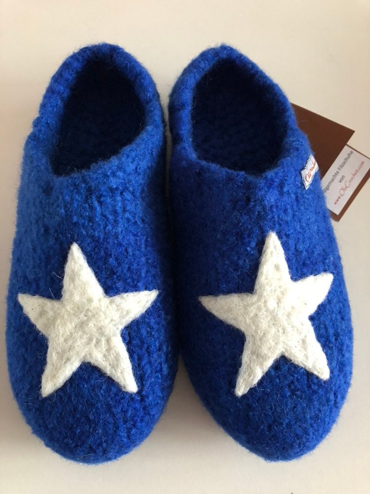 Superdicke & Warme Stern Hausschuhe Damen Filzclogs. Mit Latexsohle. Farbe Frei Wählbar von OlaCrochet