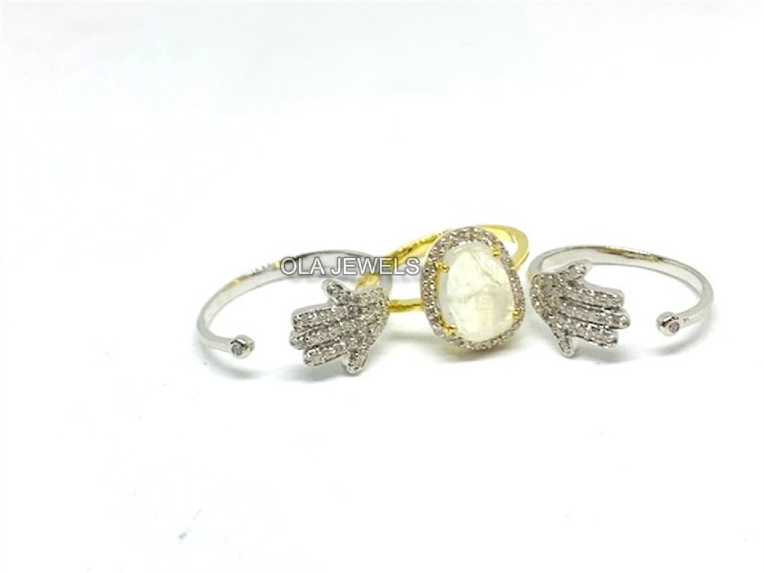 14K Gold Schöne Diamant Und Mondstein Ring Weihnachtsgeschenke Hochzeitsgeschenke Solis Diamantring Mädchen-Verlobungsring von OlaJewelsDesigns