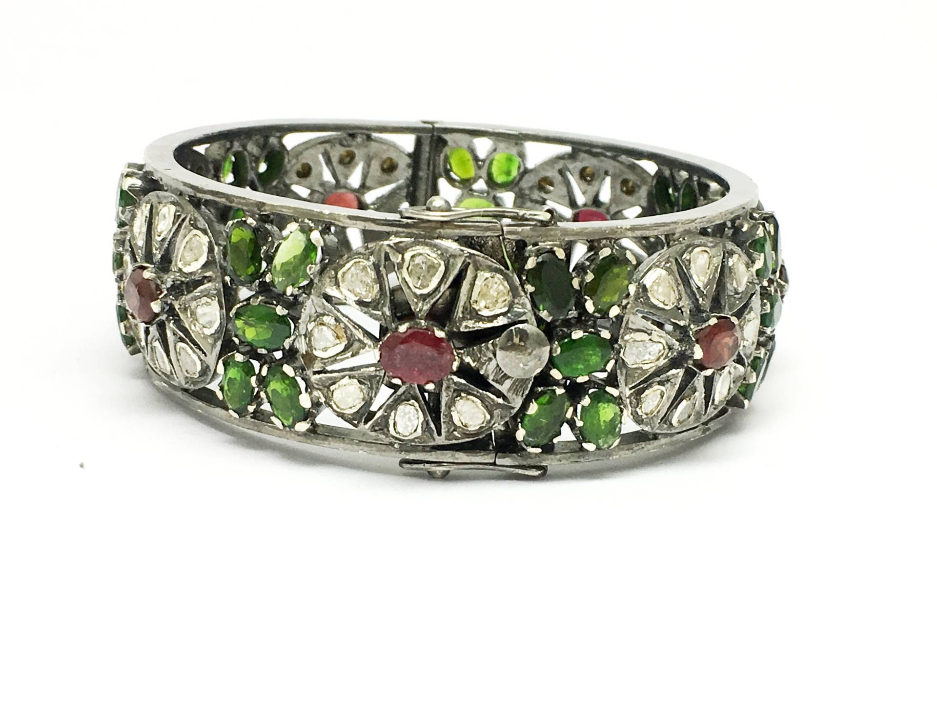 925 Sterling Silber Diamant Mit Rosenschliff Corm Oxide Und Rubin Offener Armreif Weihnachtsgeschenke Hochzeitsgeschenke Jahrestagsgeschenke von OlaJewelsDesigns