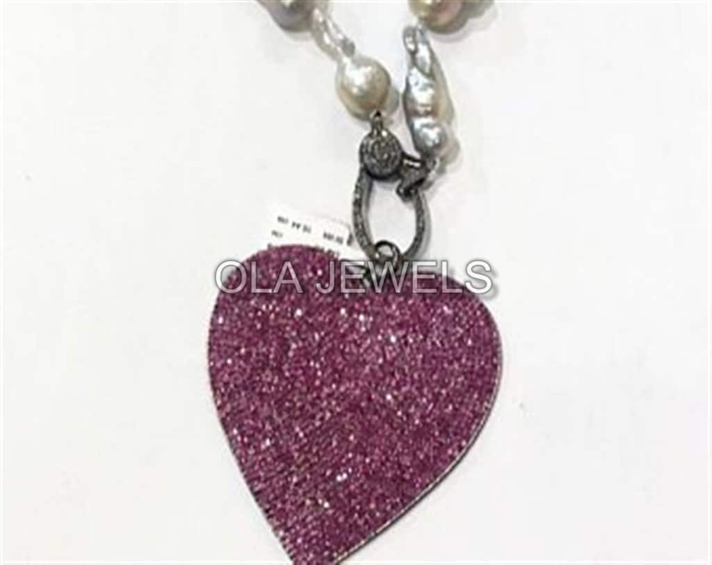 925 Sterling Silber Schwarz Finish Rosa Saphir Herz Mit Barockperlen Halsketten Handgemachter Schmuck Weihnachtsgeschenke Hochzeit Geschenke 925 Sterling Silber Schwarz Finish Rosa Saphir Herz Mit Barockperlen Halsketten Handgemachter Schmuck Weihnachtsgeschenke Hochzeit Geschenke von OlaJewelsDesigns