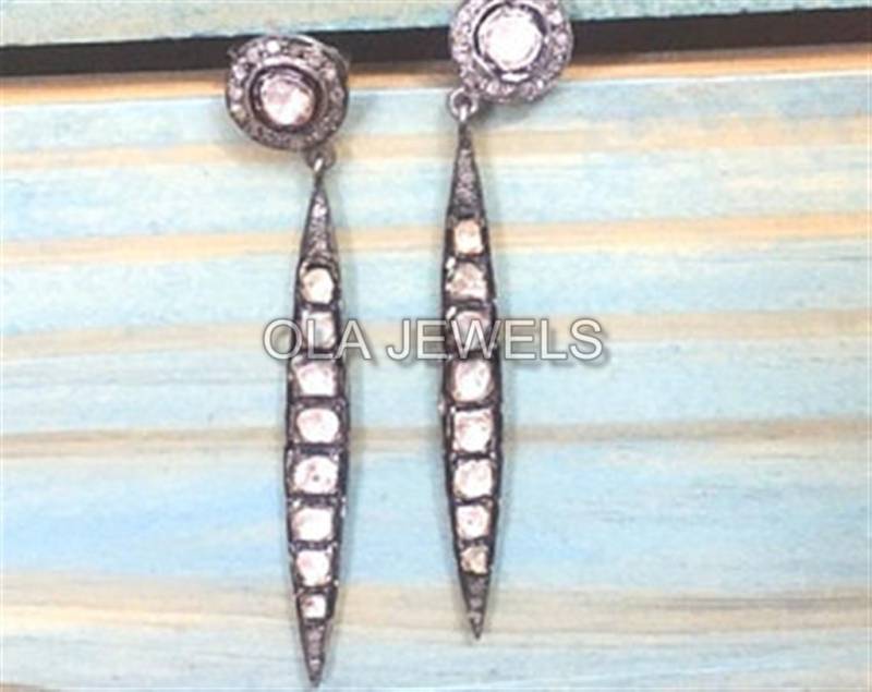 925 Sterling Silber Schwarz Finish Und Diamant Spitze Ohrringe Jahrestag Geschenk Hochzeitsgeschenk Weihnachtsgeschenk Schöne Handgemachte Ohrschmuck von OlaJewelsDesigns