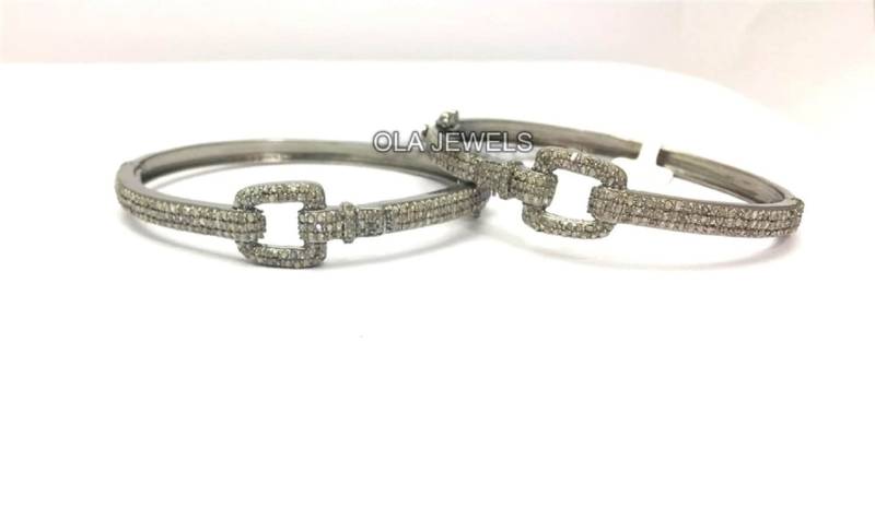 925 Sterling Silber Weißes Finish & Weiße Diamanten Ovale Form Halbarmband Für Das Geschenk Mädchen Und Frauen Hochzeitsgeschenk Jubiläumsgeschenk von OlaJewelsDesigns